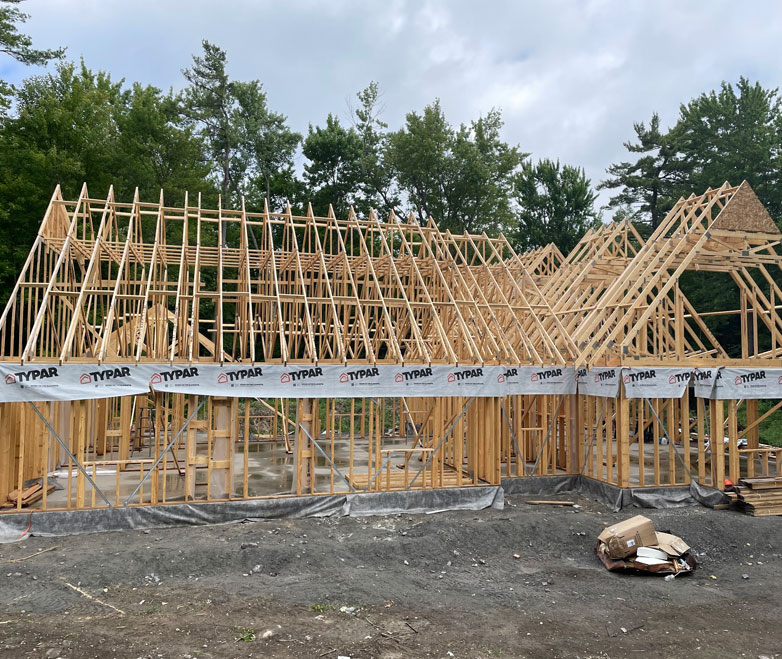 House under construction being framed