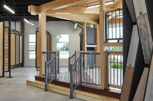 wood displays in showroom