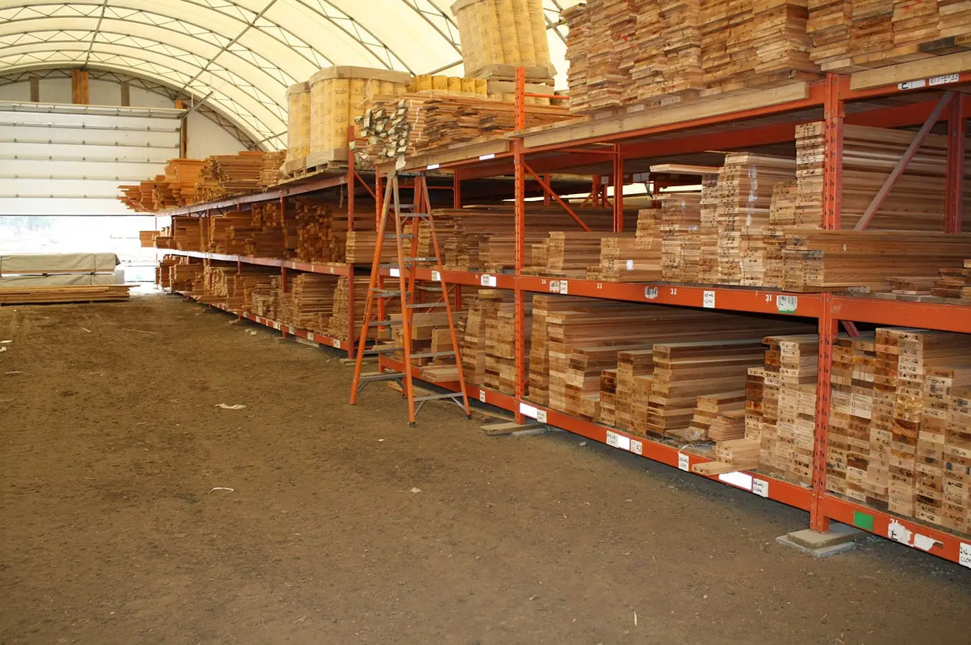 Wood at covered section of yard