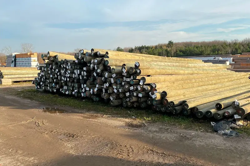 Utility poles in yard